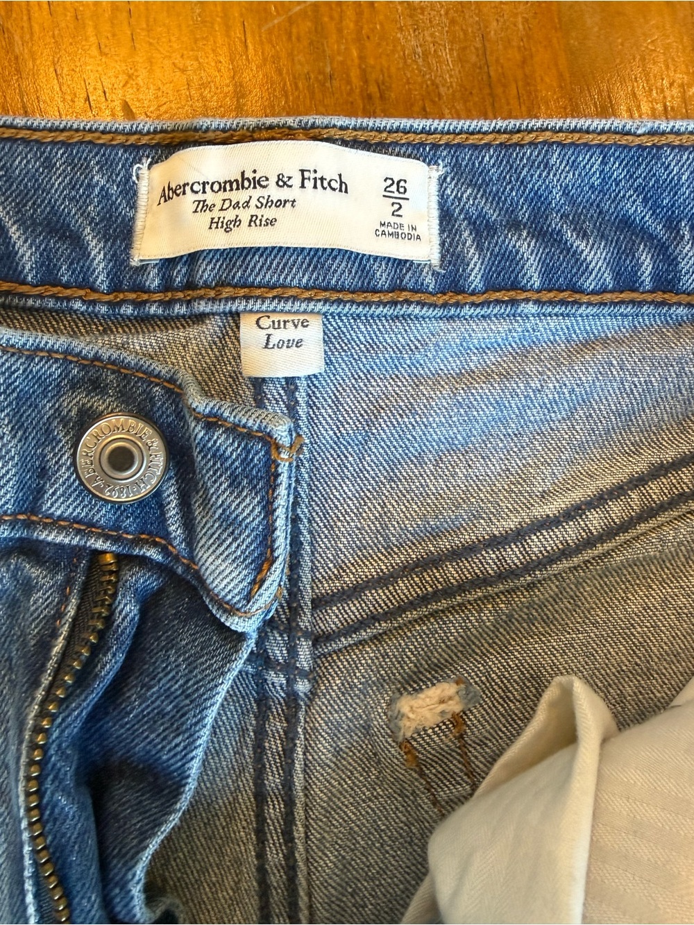 Abercrombie & Fitch The Dad Short High Rise Medium Blue Denim Shorts Size 26 - Picture 3 of 7